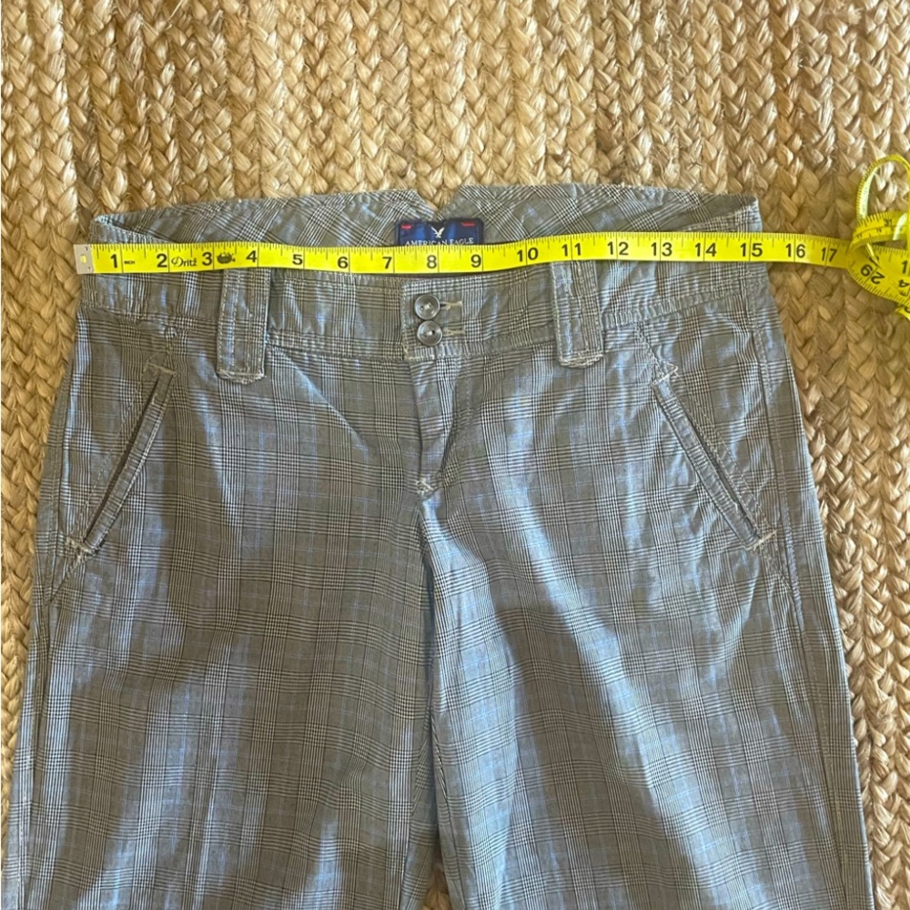 American Eagle Low Rise Pants Womens Gray Plaid Zip Sz 4 NEW - Picture 4 of 6